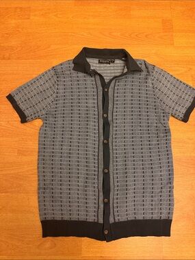 Brave Soul Short-Sleeve Knit Polo Shirt - Gray with Black Trim